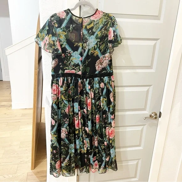 NWT Mac Duggal 9149 Chiffon A Line Midi Dress Floral